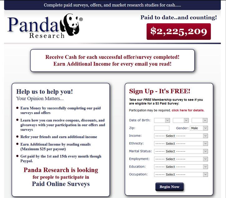 panda  research paid on-line surveys